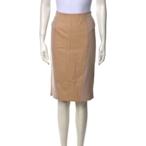Neiman Marcus Tan Leather Block Pencil Skirt Medium